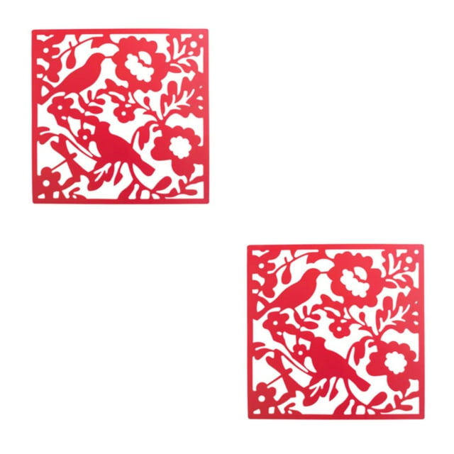 ZheElen 4piece Lightweight Hanging Divider Screens For Versatile Space Foldable Red Bird Chart 2Set