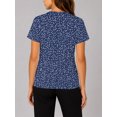 thumbnail image 2 of Women's Casual Crewneck T-Shirts Short Sleeve All-Over White Speckles on Navy Summer Tee Shirts, 2 of 6