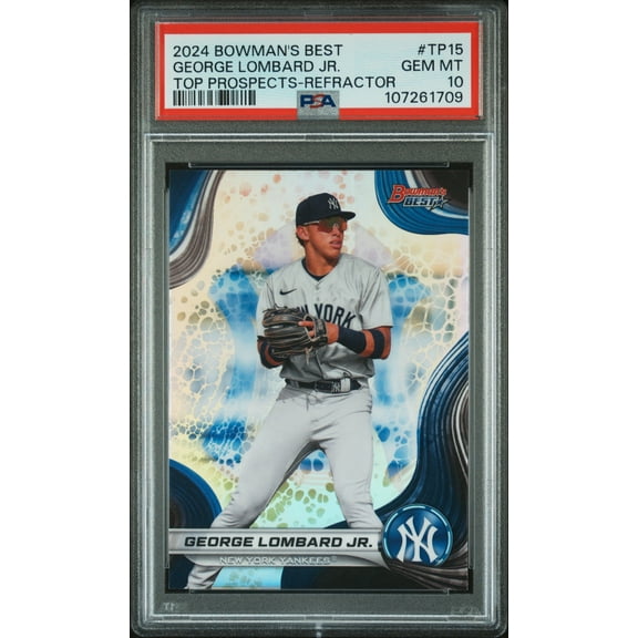 Graded 2024 Topps Bowmans Best George Lombard Jr #TP15 Top Prospects Refractor Rookie RC Baseball Card PSA 10 Gem Mint