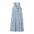 thumbnail image 5 of Eawtki Women's V Neck Sleeveless Maxi Dress Ruffle Trim Vertical Stripes With Pockets Loose Fit Casual Beach Dress, 5 of 6
