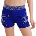 thumbnail image 3 of YiZYiF Kids Girls Glittery Shorts Elastic Sparkly Party High Waist Dance Shorts Athletic Gymnastics Blue 14, 3 of 6