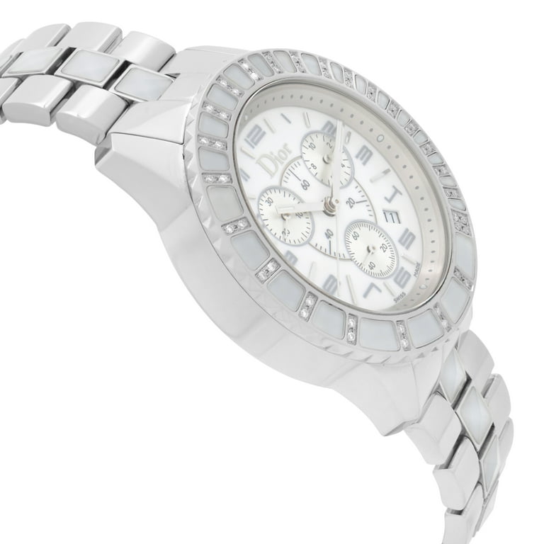 Dior Christal 39mm Stainless Steel Diamond White Dial Quartz Watch