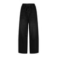 thumbnail image 2 of Karight Women Barrel Jeans High Waisted Wide Leg Drawstring Denim Pants Baggy Loose Fit Trouser Jeans with Pockets, 2 of 9