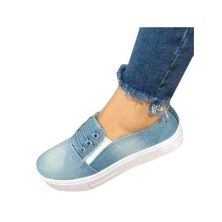 Women's Casual Platform Canvas Sports Sneakers Slip On Running