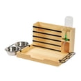 thumbnail image 3 of Comedero de heno para conejos con 2 cuencos y caja de . Comedero de madera para conejos. Dispensador de agua portátil para evitar desperdicios., 3 of 8
