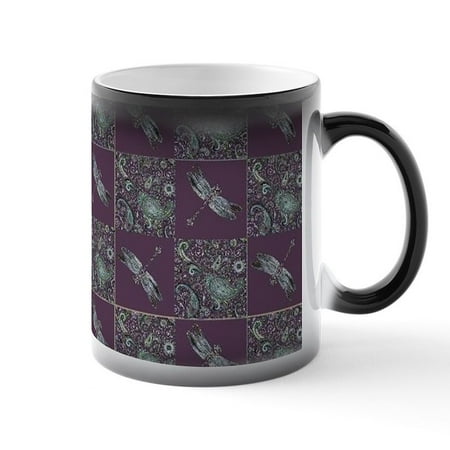 

CafePress - Purple Paisley And Dragonfly Checker - 11 oz Color Changing Magic Mug