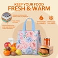 thumbnail image 5 of Pioneer Flower Floral Print Pattern Insulated Lunch Bag for Women & Adults,Large Portable Soft Cooler Lunch Bag,Thermal Food Storage Tote with Pearl Cotton,8.66L,8.75x5.75x9.5 Inch, 5 of 6