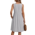 thumbnail image 6 of FAIWAD Linen Dress Women Sleeveless Loose Summer Knee Length Sundresses Plus Size Casual Beach Dress with Pockets, 6 of 9