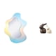 thumbnail image 1 of Espejo de maquillaje acrílico ondulado, espejo decorativo moderno para pared de baño con conjunto de estatua de cerámica, estatua de conejo de, 1 of 8