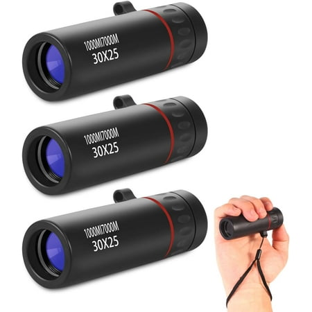 3 Pack Monocular Telescope 30X25 HD Portable Monocular for Adults with Hand Rope and Storage Bag for Hiking Hunting and Bird Watching
