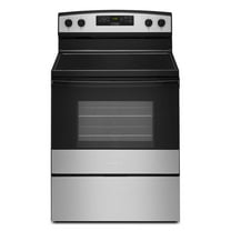 Amana® Brand New Model - AER6303MMS 30-inch Electric Range with 4.8 Cu ft oven. - assembled product Depth: 27.5” - assembled product height: 46.08” - assembled product Width: 30”
