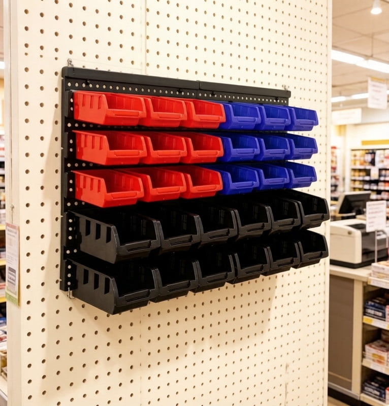 90 Pcs Wall Mounted Storage Bins with 6 Peg Boards Set, Garage Organizer Storage Shelf Unit