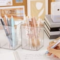 thumbnail image 4 of SHIMELE Large Capacity Transparent Pen Container, Modern Acrylic Desk Organizer, DIY Customizable Storage Barrel for Office Supplies and Stationery, 4 of 9