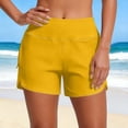 thumbnail image 2 of Hurxie Running Shorts for Women High Waisted Athletic Hiking Workout Gym Tennis Lightweight Shorts with Zip Pockets UPF 50+ Yellow,M, 2 of 5