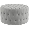 thumbnail image 2 of HOMCOM Tufted Ottoman, Velvet-feel Upholstered Foot Stool with Padded Seat, Round Ottoman Coffee Table for Living Room, Bedroom, Light Gray, 2 of 9
