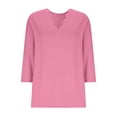 thumbnail image 6 of Lenpel 3/4 Length Sleeve Womens Tops Trendy Scalloped V Neck Basic Shirts Lightweight Casual Loose Comfy Soft Blouses, 6 of 6