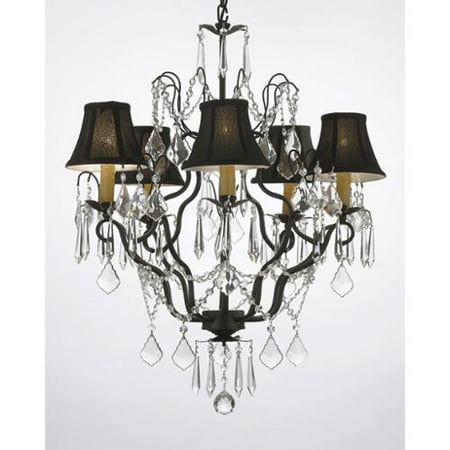 Gallery Versailles Wrought Iron And Crystal 5 Light Chandelier With Gallery Versailles Wrought Iron And Crystal 5 Light Chandelier With Shades