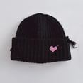 thumbnail image 3 of Ugoldhm Kid Girls Winter Knitted Hat - Cute Embroidered Love Heart Cuffed Warm Beanie, Cold Weather Warm, 3 of 3