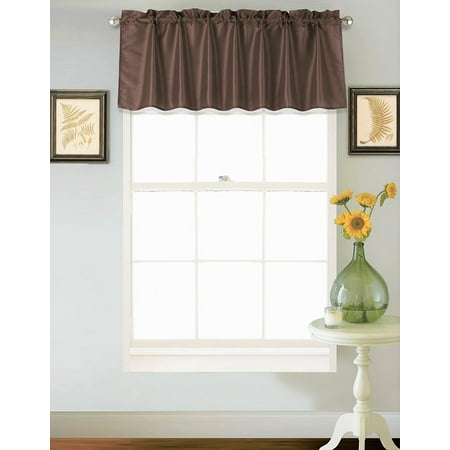 Silk Elements Inc (S18) BROWN COFFEE 1PC Elegant Straight Faux Silk Rod Pocket Swag Waterfall Valance, 55