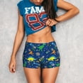 thumbnail image 3 of Wukai Dinosaur In Space Print Pack Biker Shorts for Women Yoga Workout Gym Running Scrunch Active Shorts-Small, 3 of 8