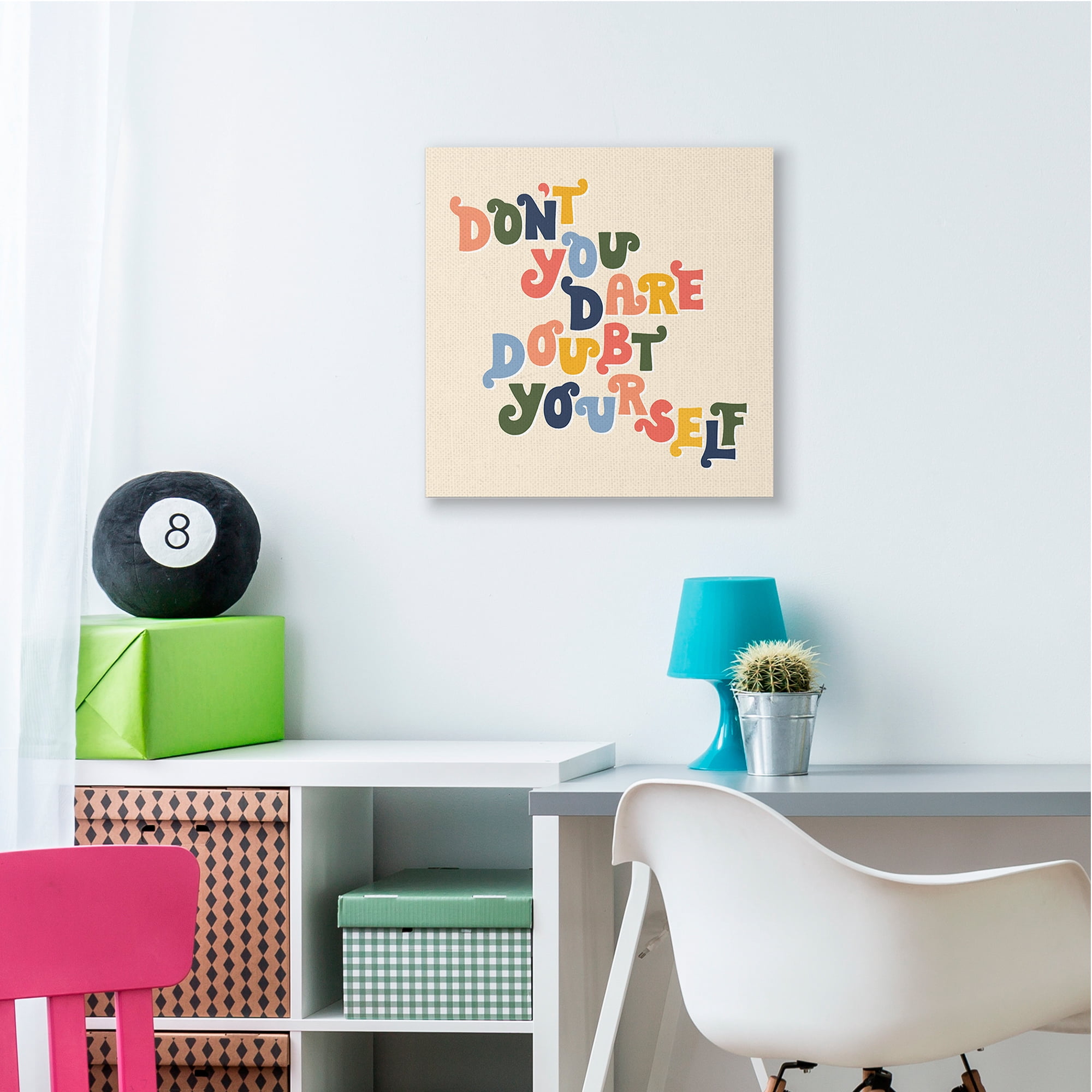 Stupell Industries Don't Doubt Yourself Inspirational Phrase Playful Typography Canvas Wall Art, 24 x 24, Design by Hannah Steele