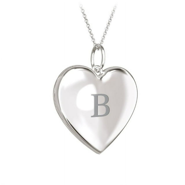 Initial Heart Locket Necklace in Sterling Silver