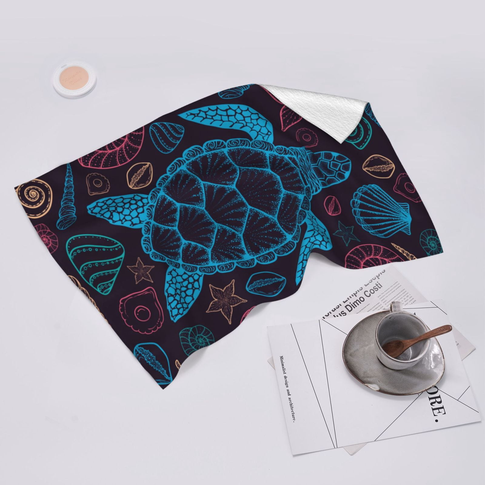 Sea Turtle Shells Starfish 27.5" x 16" Ultra Soft Hand Towel, Face Wash Cloth for Bathroom, Gym, Travel, Pool