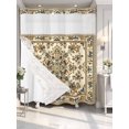 thumbnail image 4 of Boho Floral No Hook Shower Curtain Waterproof, Bathroom Curtains with Snap in Liners and See Through Top Window, Modern Abstract Ethnic Tribal Patterns Hotel Style Bathtub Curtains Shower 72"Wx78"L, 4 of 8