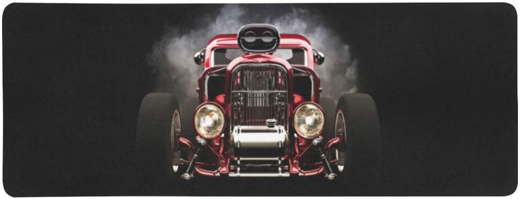 FMSHPON Cool Retro Red Hot Rod Roadster with Smoke Background Extra ...