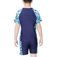 thumbnail image 3 of CHICTRY Kids Boys 3Pcs Swimsuit Short Sleeve Swim Tops with Trunks and Hat Rash Guard Set, 3 of 5