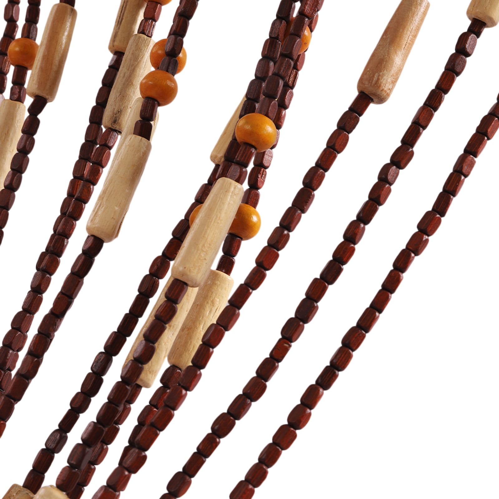 Retro Wooden Door Curtain, Natural Bamboo Beaded String Hanging Doorway Divider 35*82"  Brown Sheer Curtain for Door Window