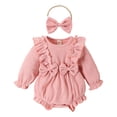 thumbnail image 3 of Elainilye Fashion Baby Clothes for Girls Long Sleeve Bodysuit Romper Newborn Bodysuits Headbands Set, Sizes 3-18 Months, 3 of 7