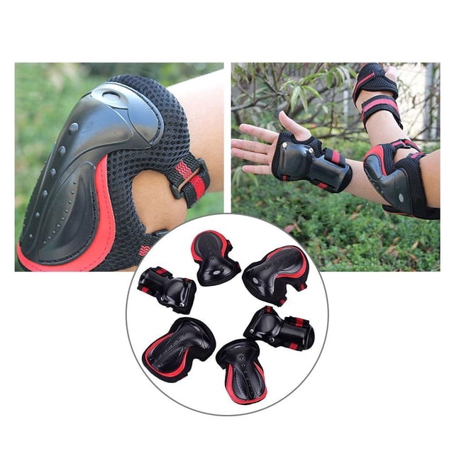 Almohadillas para Patinetas Perfecl Rodilleras y Coderas para Niños Negro y Rojo M