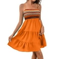 thumbnail image 2 of Qwertyu Boho Dresses for Women 2025 Flowy Boho Adjustable Sun Dress Smocked Ruffle Sleeveless Square Neck Mini Dress Saffron XL, 2 of 7