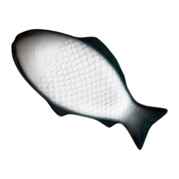 Vajilla de cerámica Plato creativo Plato en forma de pescado Almacenamiento de refrigerios Sartén de pescado para restaurante Cena en casa (11 pulgadas + Verde oscuro)