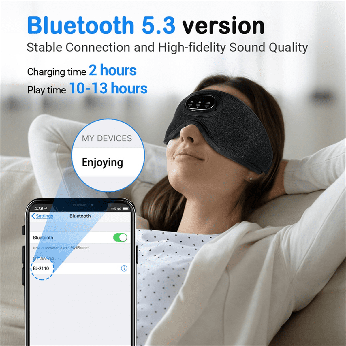 3D Bluetooth Sleeping Mask Headphones Eye Mask Comfortable Wireless Music Sleep Mask Noise Reduction Blackout Sleep Mask