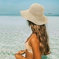 thumbnail image 3 of Floppy Big Beach Sombreros de Paja para Mujer Plegable Verano ala Ancha Sombrero para el Sol Plegable Sombrero de Paja de Viaje para Mujer Sombrero Fedora, 3 of 5