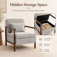 thumbnail image 4 of SESSLIFE Accent Chair with Storage Space, Upholstered Living Room Chairs with Waist Cushion & Wood Frame, Reading Armchair for Bedroom Sunroom, Gray, 4 of 9