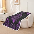 thumbnail image 2 of Manfei Victorian Damask Flannel Blanket 40x50, Vintage Baroque Floral Sherpa Throw, Black Purple Plush Throw Blanket, Breathable Bedroom Decor, 2 of 7