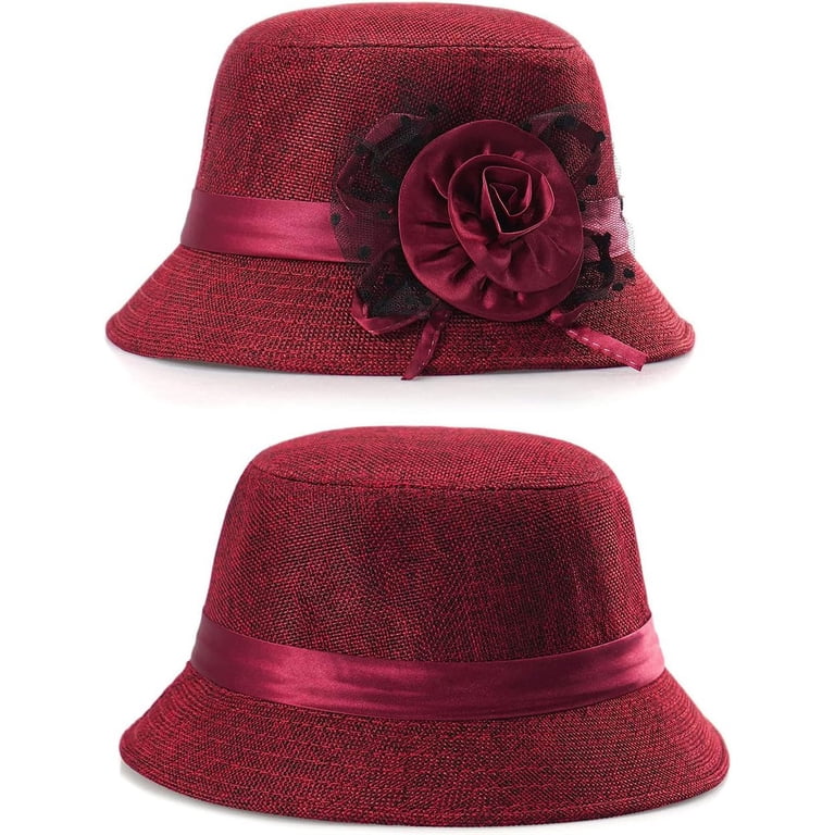 Vintage Felt Cloche Hat Winter Floral Fedora Bucket Hat  display picture 1