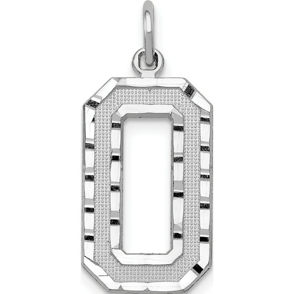 14K White Gold 14Kw Large Brushed Diamond-Cut Number 0 Charm (20.38 X 10.94) Made In United States wln00