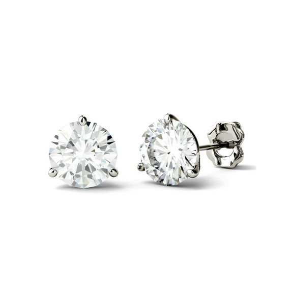 Charles & Colvard 14K White Gold Moissanite 7.5mm Round Stud Earrings 3.00cttw DEW