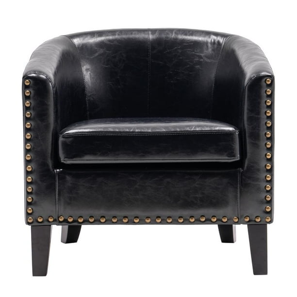 Zimtown Modern Nailhead Trim Upholstered Tub Barrel Accent Chair Faux