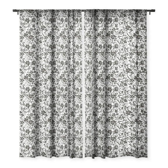 Society6 Marta Barragan Camarasa Tropical Floral Single Panel Sheer Window Curtain 50" x 84"