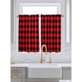 thumbnail image 2 of Kitchen Curtains 45 Inches length, Red Black Buffalo Plaid Window Treatment Curtain Drapes, Black Red Checkered Lightweight Window Panels for Living Room Bedroom, 52"x45", 2 Panels, 2 of 7
