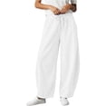 thumbnail image 4 of Inleife Women's Loose Fit Corduroy Sweatpants, Casual Solid Color Drawstring Elastic Waist Barrel Leg Trousers with Pockets, 4 of 6