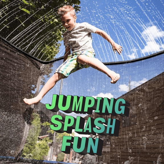 Lillian 39-feet Trampoline Sprinkler Water 12 Meters with Connector Flexible PVC Lawn Spray Water Sprinkler Garden Sprinkler Water Hose Irrigation Sprinkling Cooling Summer Toy for Kid Children