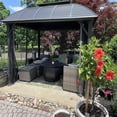 thumbnail image 6 of 10'x12' Hardtop Gazebo, Outdoor Aluminum Hard Top Gazebo with Galvanized Steel Double Roof, Permanent Metal Roof Gazebo with Nettings, Curtains for Deck, Patio (Black), 6 of 6