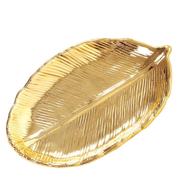 Billuyoard Bandeja de almacenamiento hecha de cerámica dorada, de borde para llaves, bandeja de de baratija de caramelo, anillo de de cerámica Almacenamiento y organización del hogar