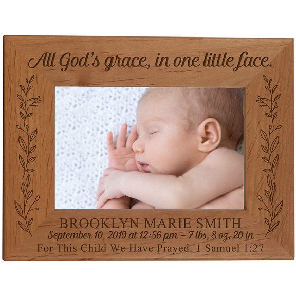 LifeSong Milestones Customized Engraved Horizontal Picture Frame for Baby Girl - All God's Grace